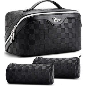 Organizer Cosmetic Bag: 3 Pcs Set Large Capacity Make up Bag with Compartments -